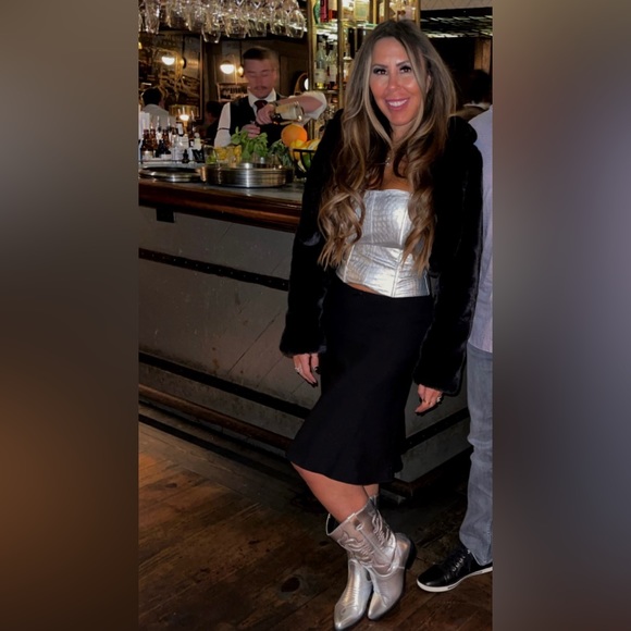 Cowboy/ Festival boots Women Western Pointed Toe Knee High Pull On Tabs Boots - Picture 2 of 5